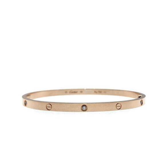Cartier Love Bracelet 6P Diamonds 18K Rose Gold Size 18 - Picture 1 of 9